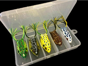 5 PCS Large Frog Topwater Soft Fishing Frogs Lure Bait Bass 1/2 oz 2-3/8"
