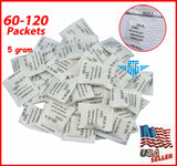 60 Packets 5g Grams Silica Gel Desiccant Pack Moisture Absorber Reusable