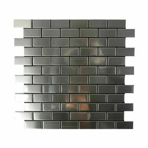 10Piece Stainless Steel Sheet Surface Peel & Stick Mosaic Tile Subway Home Decor