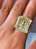 BAGUETTE JESUS Men's Bling Ring Ice Out 2.5ct Iced Diamond 14k Gold Rings 6-10