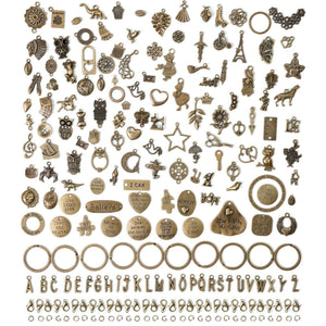 Incraftables 166pcs Antique Bronze Charms Set for DIY Jewelry & Bracelet Making