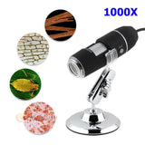 2MP 1000X 8 LED USB Digital Microscope Endoscope Zoom Camera Magnifier + Stand