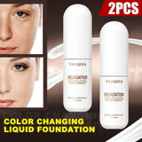 2PCS Face Color Changing Foundation Makeup Base Cover Concealer Flawless 30ML