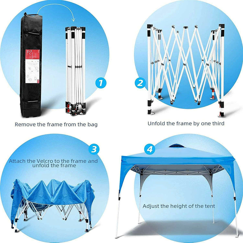 FDW 10x10 Pop Up Canopy Tent  Anti-UV, Straight Leg and Easy up Sun Shelter,Blue 195030055011
