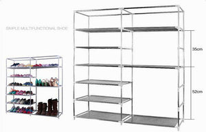2 Row 9 Lattices Shoe Storage Rack Shelves Cabinet Closet Free Standing Coffee