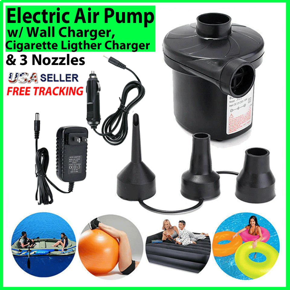 Electric Air Pump for Inflatables Air Mattress Raft Bed Boat Pool Portable Quick