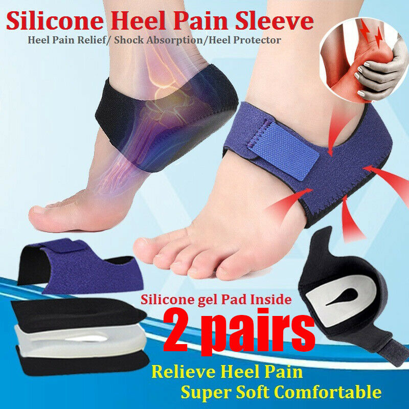 2 Pairs Heel Cups Protector Plantar Fasciitis Insoles Pads For Foot Support Pain