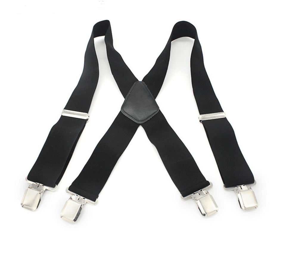 Mens Braces Suspenders Black 50mm X Back Heavy Duty Biker Snowboard Trousers 802585182665