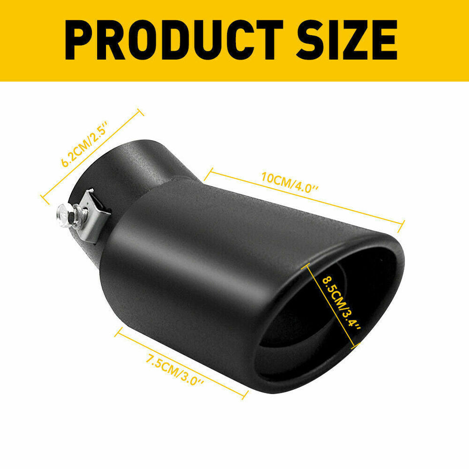 Car Exhaust Pipe Tip Rear Tail Throat Muffler Stainless Steel Black Accessories
