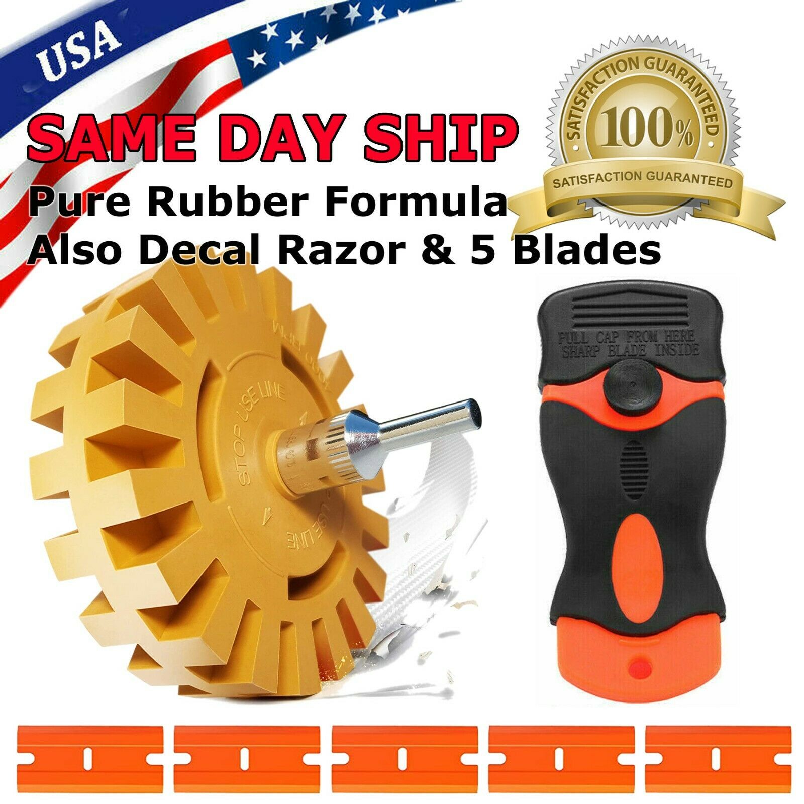 Dualshine Decal Remover Eraser Wheel, Rubber Wheel Decal Remover Car  Sticker Remover Tool Rubber Decal Eraser Wheel Adhesive Remover 4”Pad with  Drill