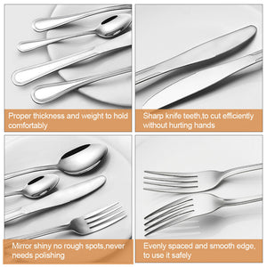 10/20/40/60 Pcs Flatware Cutlery Set Stainless Steel Silverware Kitchen Service