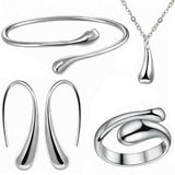 925  women silver Fashion Drop Ring Earring Necklace Bangle Set Xmas Gift