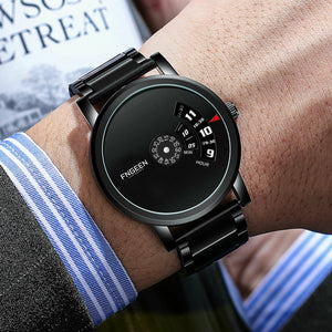 FNGEEN Waterproof Men's Quartz Watch Classic Stainless Steel Business Wristwatch