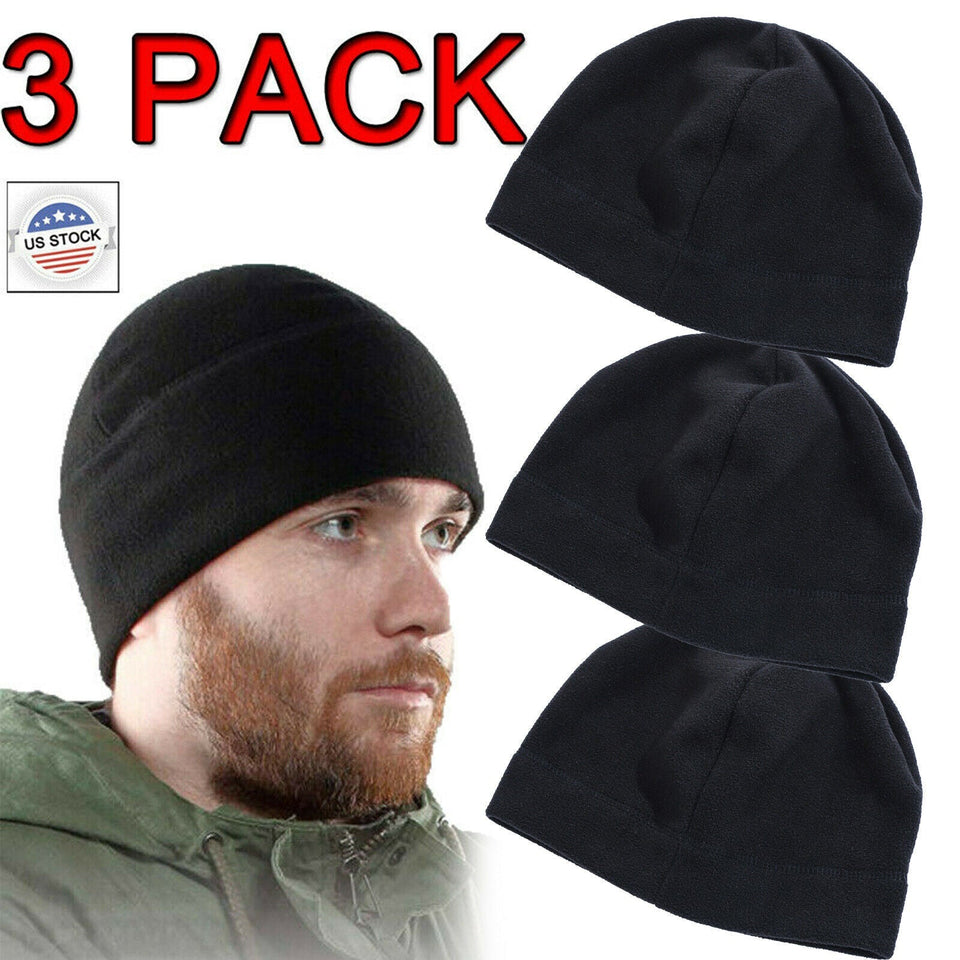3 PCS Fleece Winter Warm Watch Cap Mens Skull Cap Military Tactical Beanie Hats