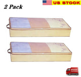 2 pack Flexible Zippered Under Bed Storage Bag Fabric Underbed Clothes Storage