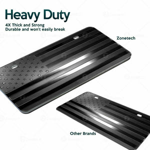 Zone Tech Tactical American Flag Heavy Duty Aluminum License Plate Matte Black