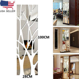 3D Mirror Tree Wall Sticker Acrylic Mural Decal Reflectable Wallpaper Home Decor