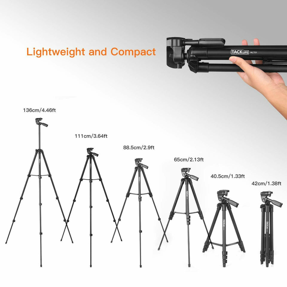 Lightweight Tripod 55-Inch, Aluminum Travel/Camera/Phone Tripod with Carry Bag,