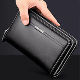 Business Mens Genuine Leather Wallet Zip Clutch Purse Card Holder Handbag Big