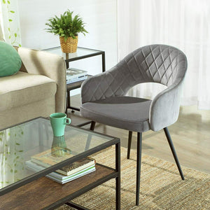 Velvet Dining Chair, Modern Upholstered Kitchen Leisure Chair, Gray ULDC82GY