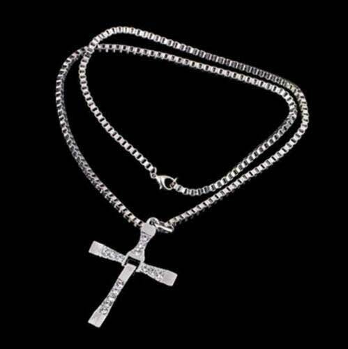 Cross Pendant Necklace Silver Stainless Steel Unisex's Chain Crucifix Men Women