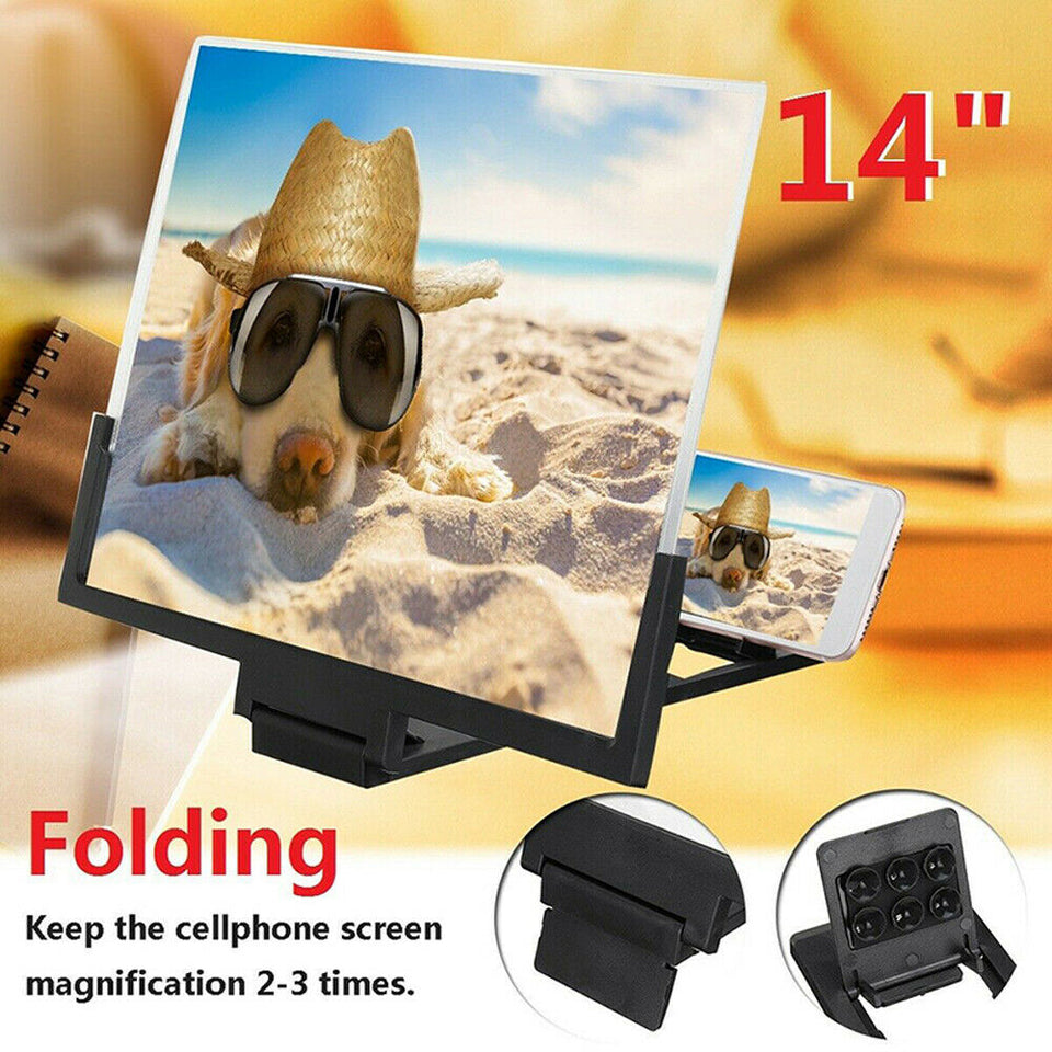 14" Smartphone Screen Magnifier 3D Video Mobile Phone Amplifier Stand Bracket US