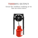 Portable Outdoor Propane 75,000-BTU Single Burner Camping Stove Party BBQ Grill