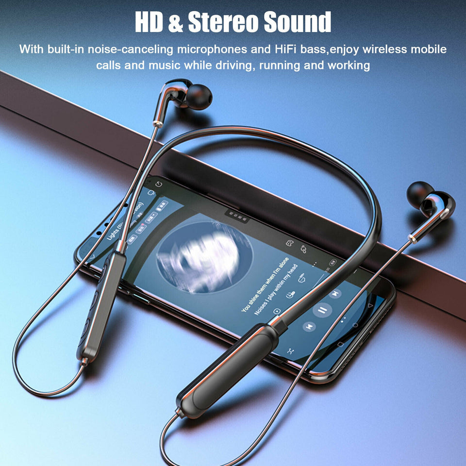 Wireless Bluetooth 5.1 Neckband Headphones Mic Headset Stereo Earbuds Earphone