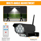 750W LED Solar Wall Light Motion Sensor Outdoor Security Fake Camera Remote Lamp