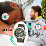 Men Military Wrist Watch Army Green Analog Digital Quartz Nylon Canvas US Stock