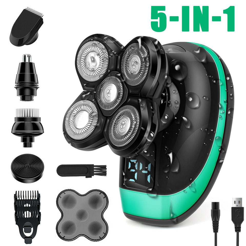 5 IN 1 4D Rotary Electric Shaver Rechargeable Bald Head Shaver Beard Trimmer 707638503667