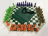 4 PLAYER 4 WAY CHESS SET - BAG / BOARD / 4 SIDES COLOR CHESS PIECES