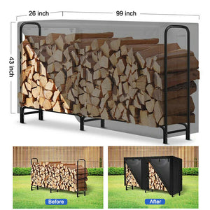 8FT Waterproof Firewood Log Rack Cover Wood Holder Outdoor Storage Sun Protector