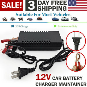 12V Car Battery Charger Maintainer Portable Auto Tender Trickle Boat Motorcycle