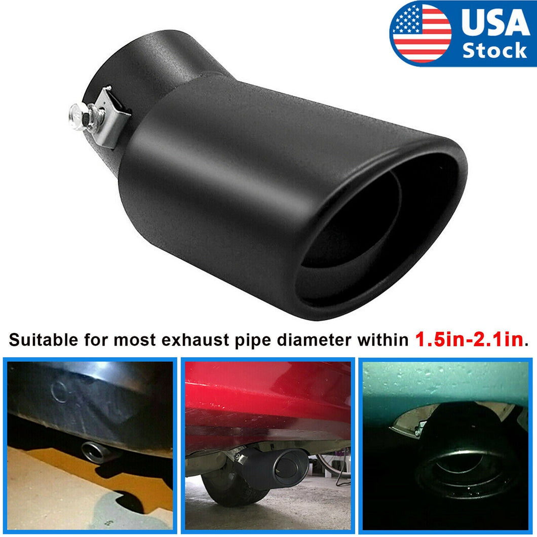 Car Exhaust Pipe Tip Rear Tail Throat Muffler Stainless Steel Black Accessories