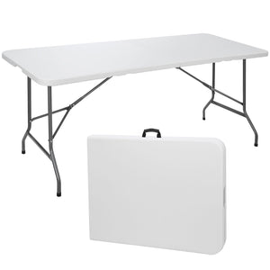 6' Portable Folding Table Plastic Indoor Outdoor Picnic Party Camp Dining White 630148202310