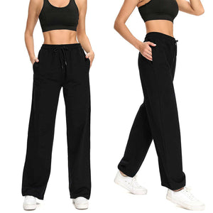 Womens Yoga Pants Flare Straight-Leg Loose Comfy Drawstring Lounge Sweatpants