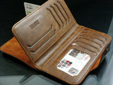 Men's Leather Wallet Bifold ID Card Holder Checkbook Long Clutch Billfold Purse