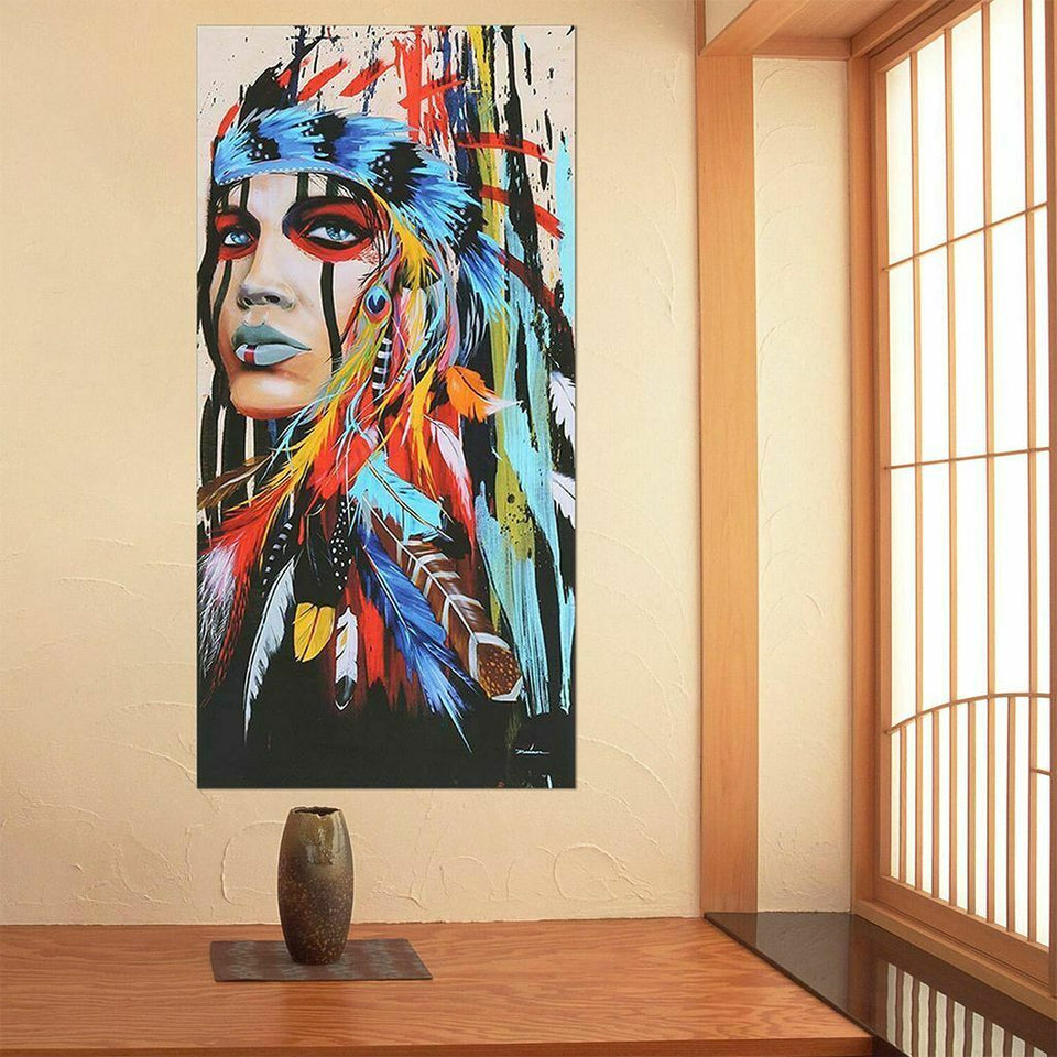 Art Decor Abstract Indian Woman Canvas Oil Painting Print Picture Home Wall Hang