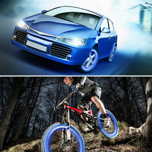 4Pcs Car Blue Wheel Tire Air Valve Stem LED Light Caps Cover Accessories US SHIP