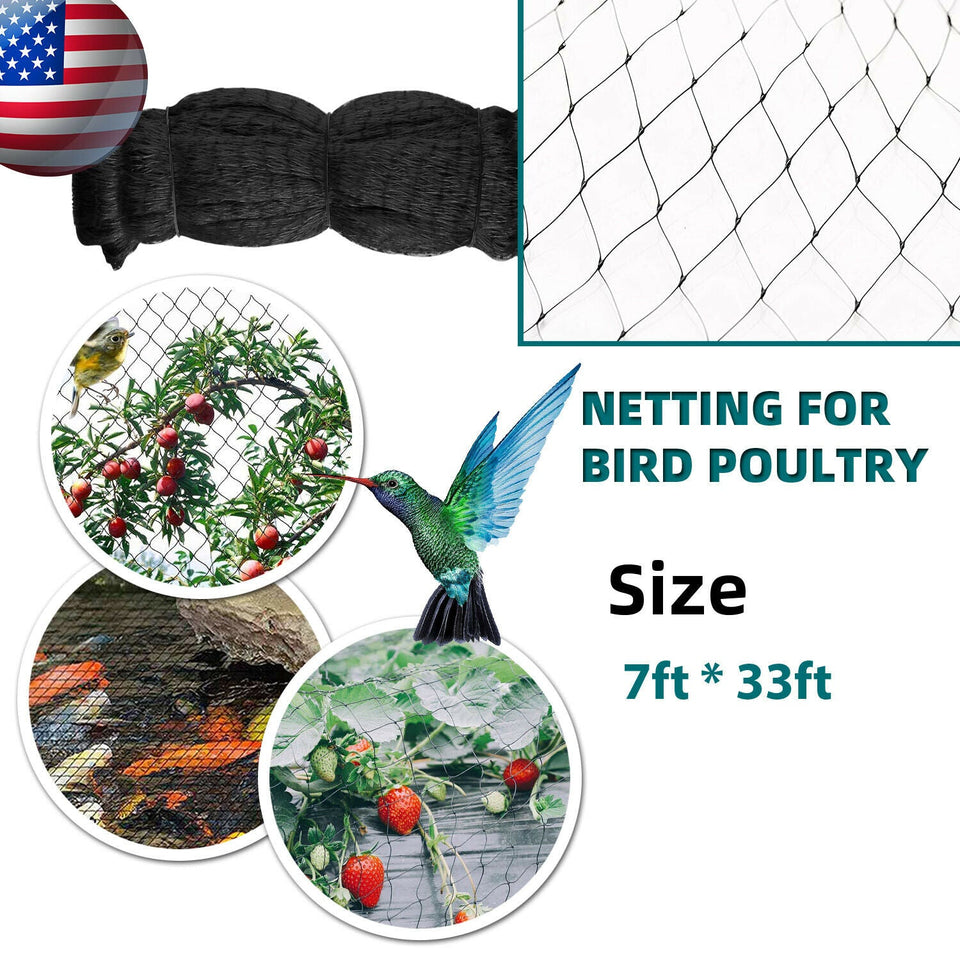 7×33ft Anti Bird Netting Barrier Garden for Bird Poultry Aviary Game Multi-Net