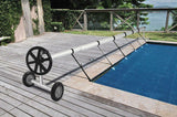 Swimming Pool Cover Reel Set Pool Solar Cover Reel Up to 18-Feet Wide Aluminum