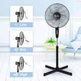 Simple Deluxe Oscillating 16″ 3 Adjustable Speed Pedestal Stand Fan black