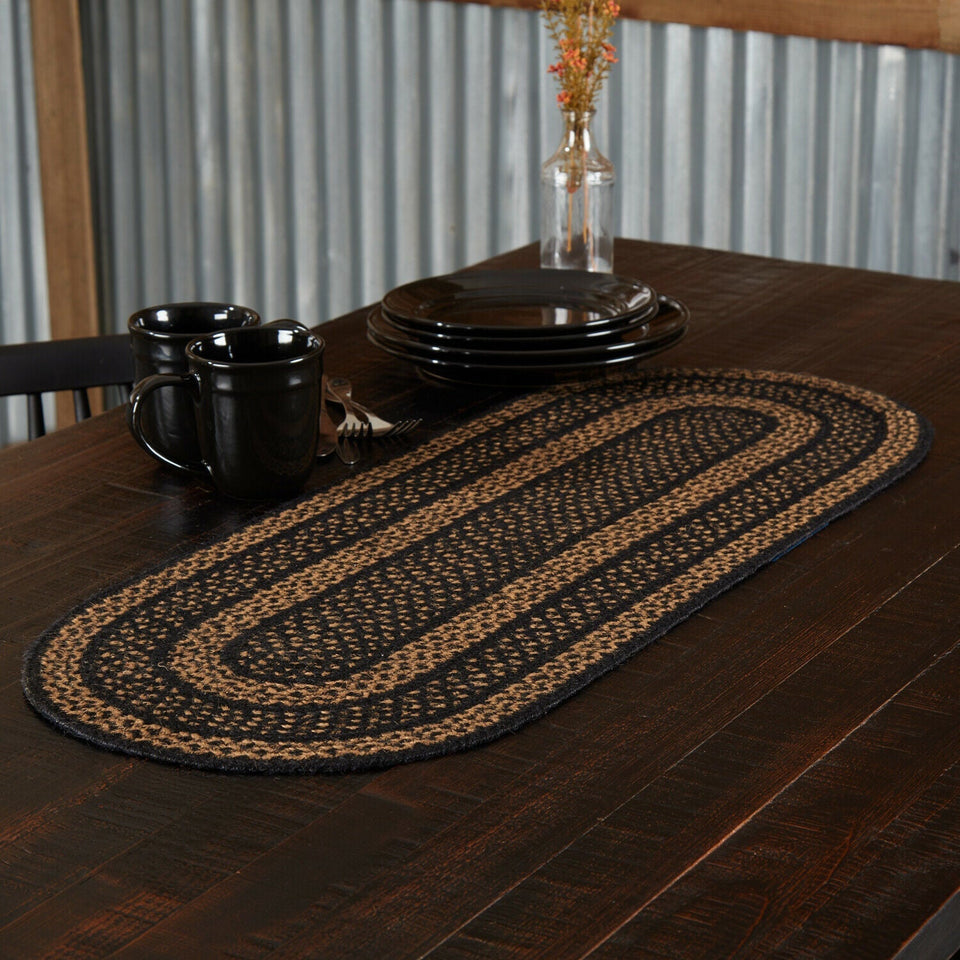 VHC Brands Primitive 36"x13" Table Runner Black Farmhouse Kitchen Table Decor