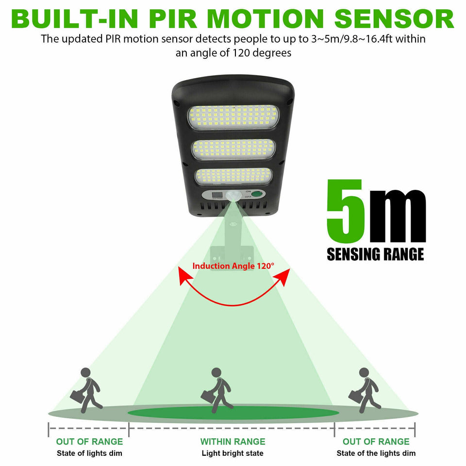 213LED Outdoor Solar Street Wall Light Sensor PIR Motion LED Lamp Remote Control