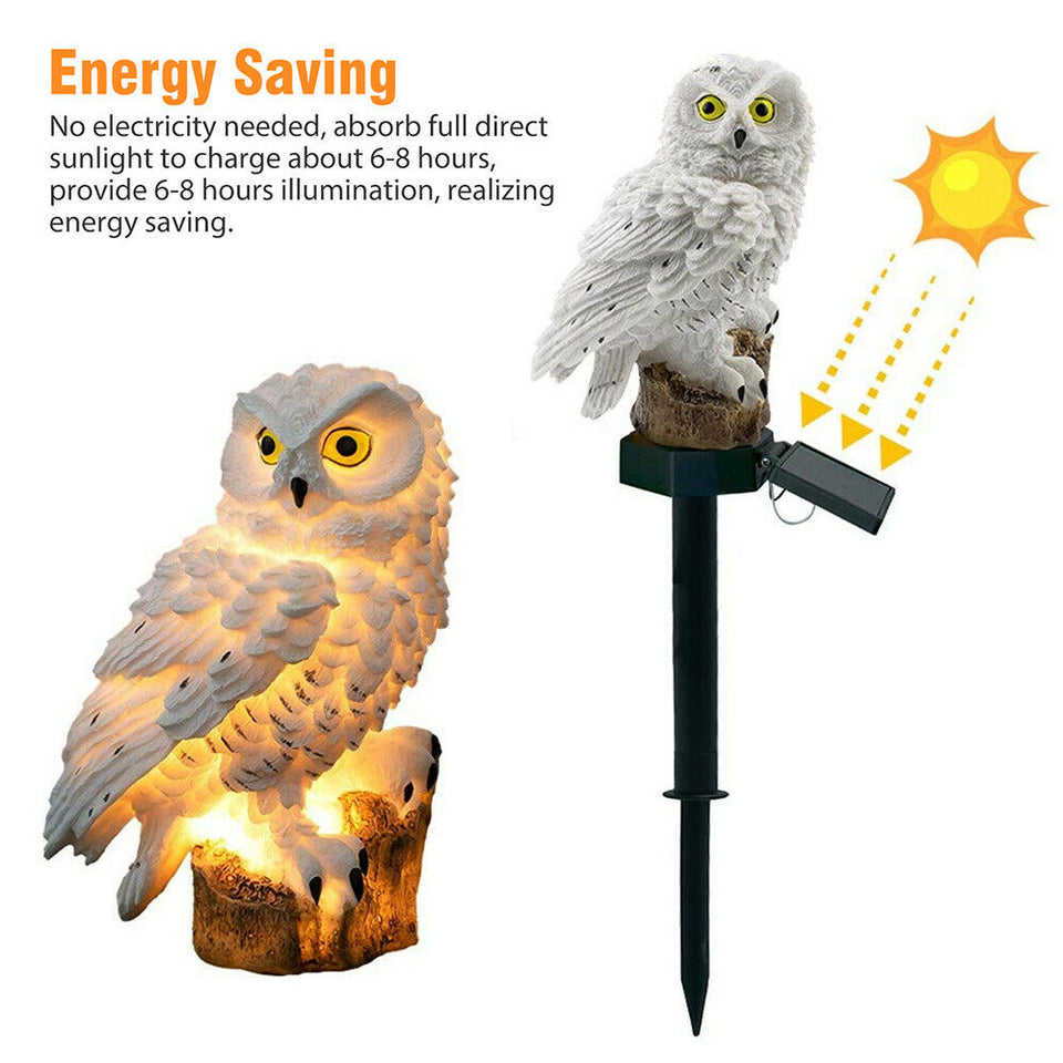 Solar LED Light Stand Owl Outdoor Decor Lamp Always Bright Garden Landscape Yard