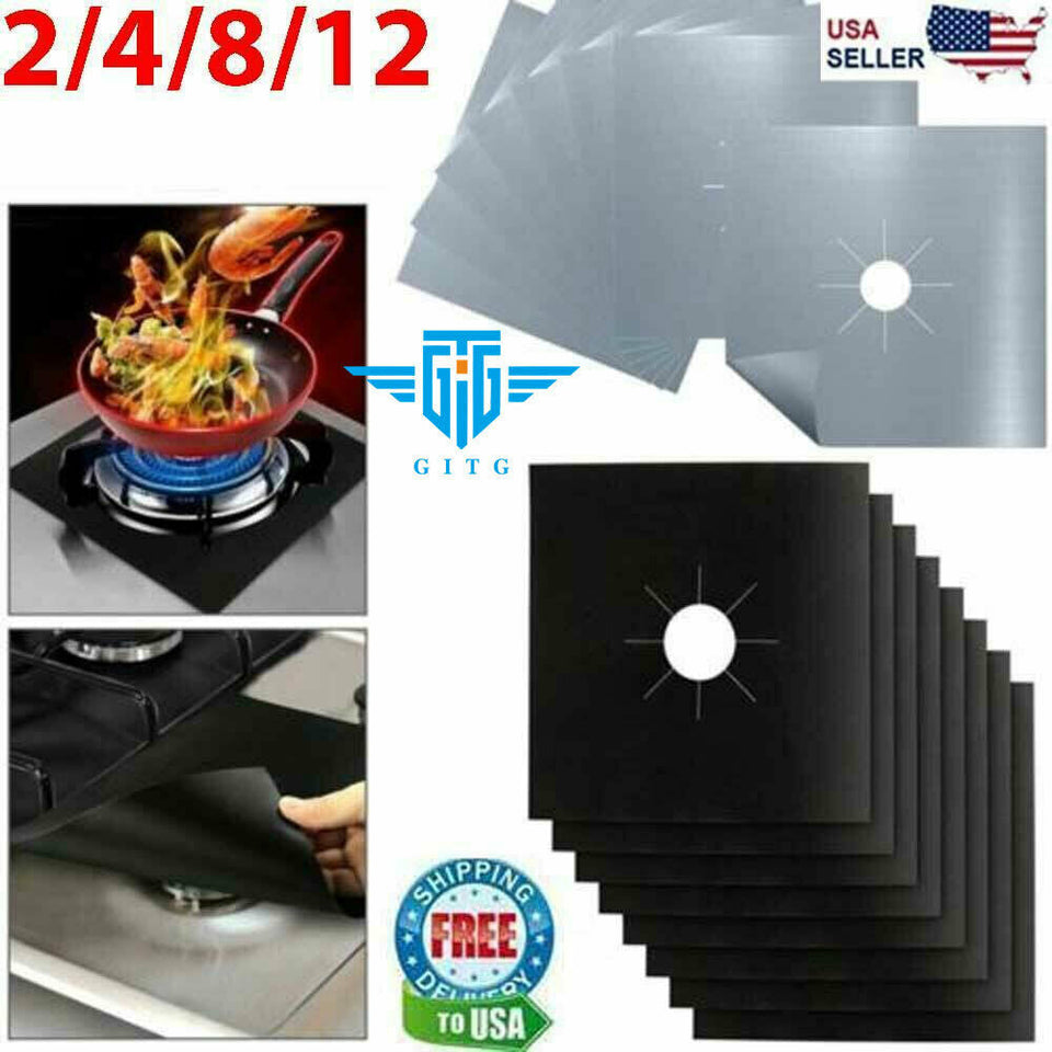 Gas Range Stove Top Burner Cover Protector Reusable Liner Clean Cook Non-stick