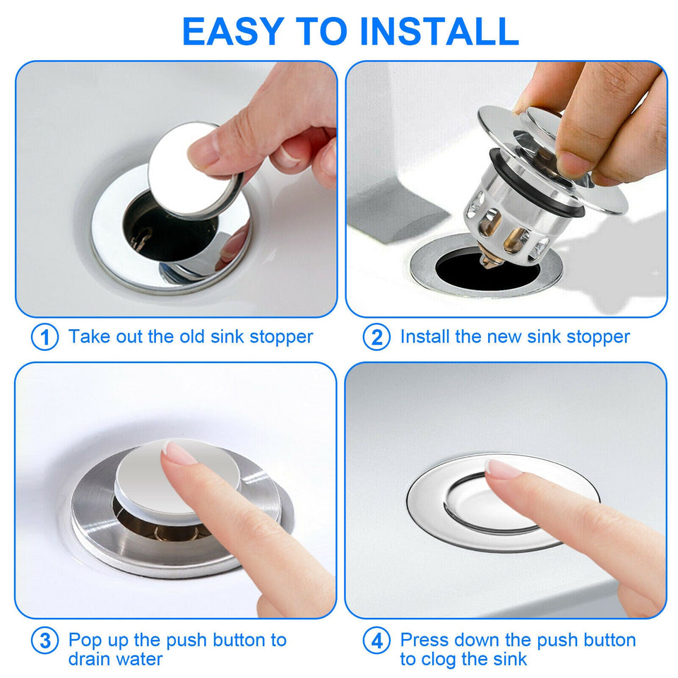 Waterproof Bathroom Sink Plug Stopper Wash Basin Core Bounce Pop Up Drain Filter