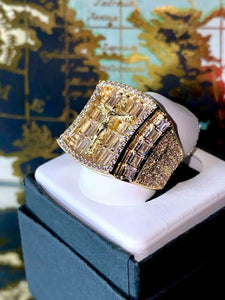 BAGUETTE JESUS Men's Bling Ring Ice Out 2.5ct Iced Diamond 14k Gold Rings 6-10