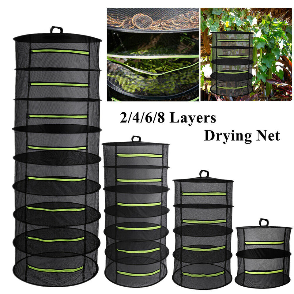 Fodable 2/4/6/8 Layer Herb Drying Net Plant Hanging Mesh Dryer Racks with Zipper
